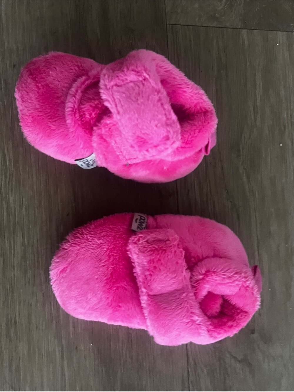 Plush Pink Baby Booties - Soft Cozy Slip-Ons - never worn